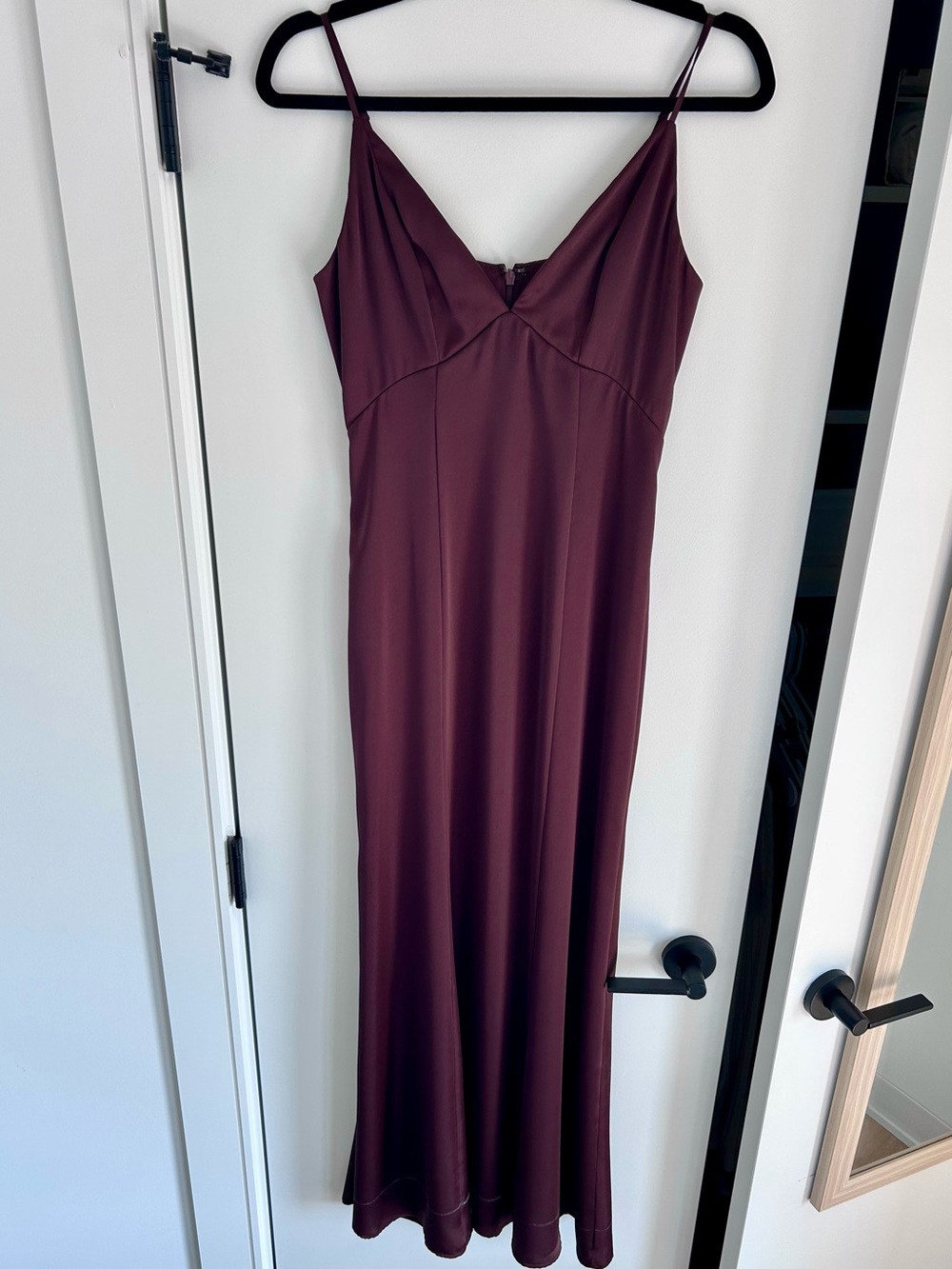 Express Satin Slip Dress in Dark Brown